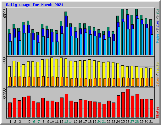 Daily usage for March 2021