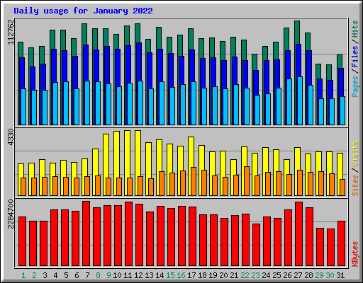 Daily usage for January 2022