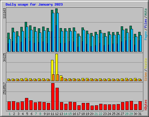 Daily usage for January 2023