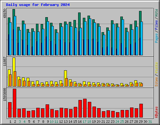 Daily usage for February 2024