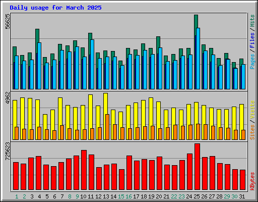 Daily usage for March 2025