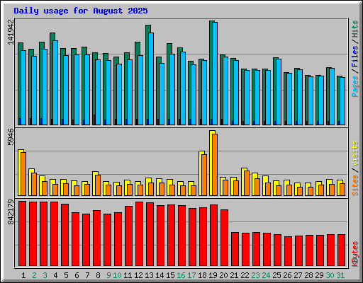 Daily usage for August 2025