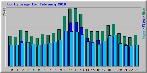 Hourly usage for February 2019